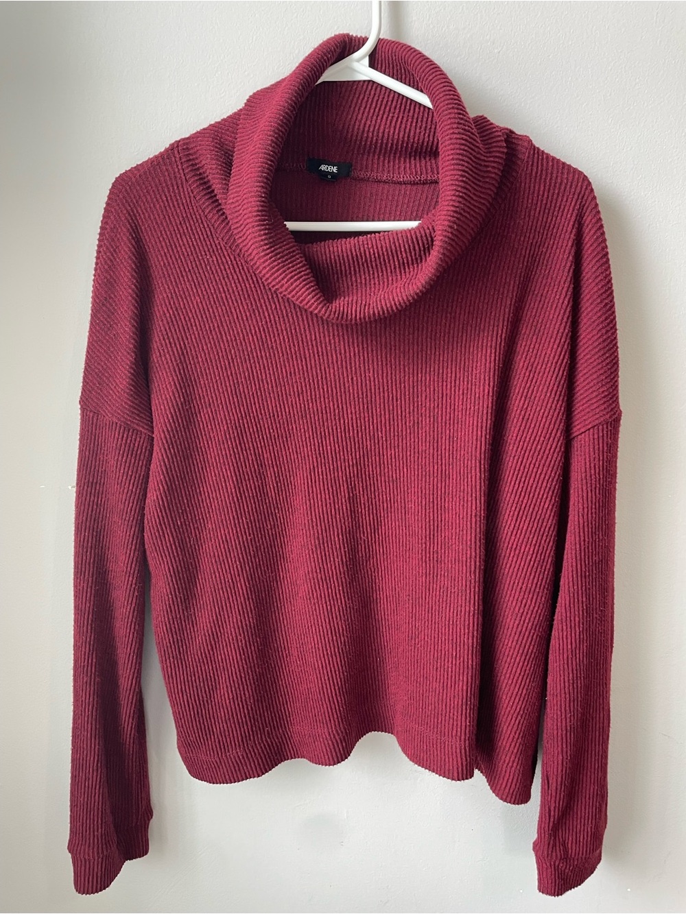 Ardene Burgundy Cowl Neck Ribbed Sweater L